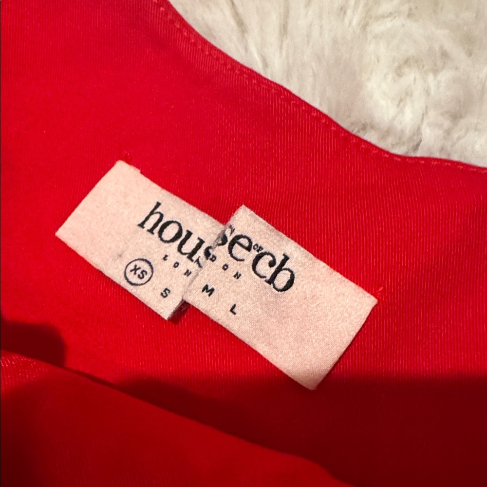 House of CB Red Scoop-Neck Midi Dress drop waist xs amore scarlet - Picture 13 of 15